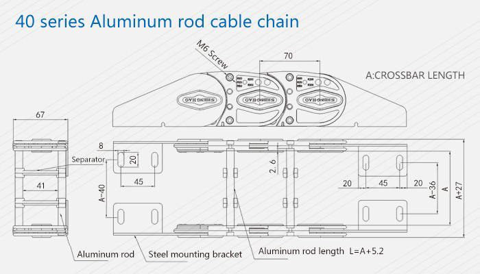 Chaîne-câble-tige-en aluminium série 40-